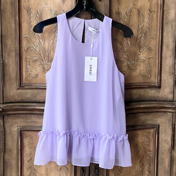 Likely Tops - Likely NWT Women’s Sleeveless Pastel Lavender Ruffle Hem Blouse Sz 6